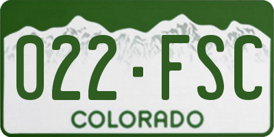 CO license plate 022FSC