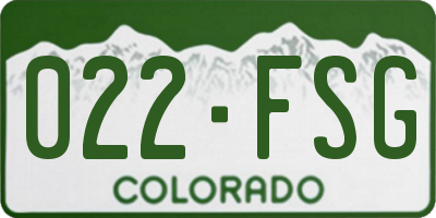 CO license plate 022FSG