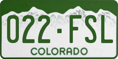 CO license plate 022FSL