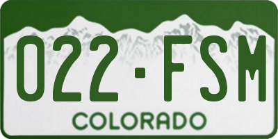 CO license plate 022FSM