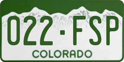 CO license plate 022FSP