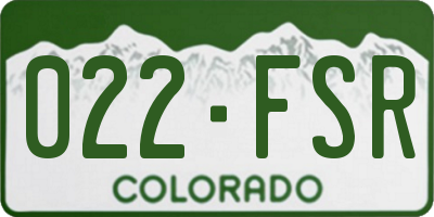 CO license plate 022FSR
