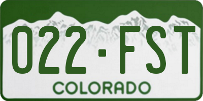 CO license plate 022FST