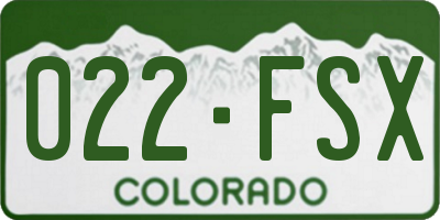 CO license plate 022FSX