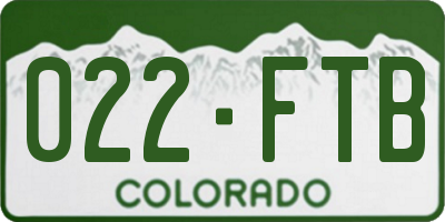 CO license plate 022FTB