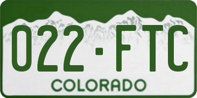 CO license plate 022FTC