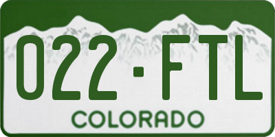CO license plate 022FTL