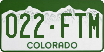 CO license plate 022FTM