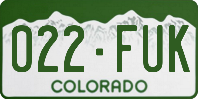 CO license plate 022FUK