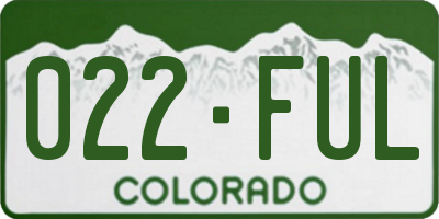 CO license plate 022FUL
