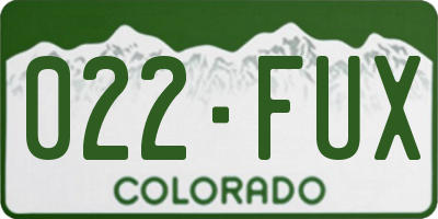 CO license plate 022FUX