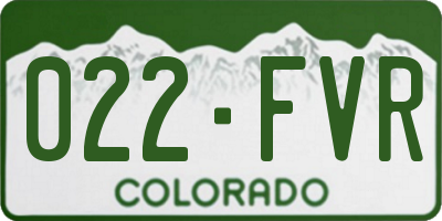 CO license plate 022FVR