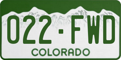 CO license plate 022FWD