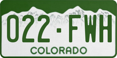 CO license plate 022FWH