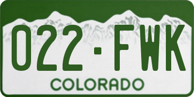 CO license plate 022FWK