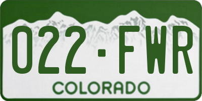 CO license plate 022FWR