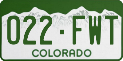 CO license plate 022FWT