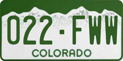 CO license plate 022FWW