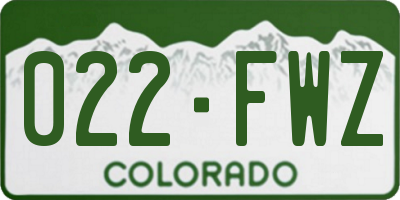 CO license plate 022FWZ