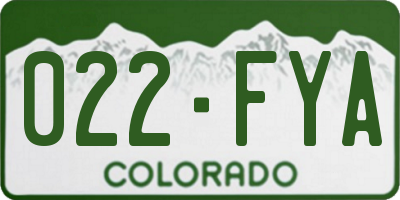 CO license plate 022FYA