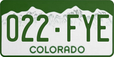 CO license plate 022FYE