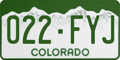 CO license plate 022FYJ