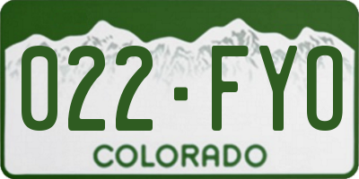 CO license plate 022FYO