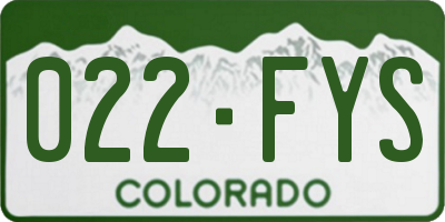 CO license plate 022FYS