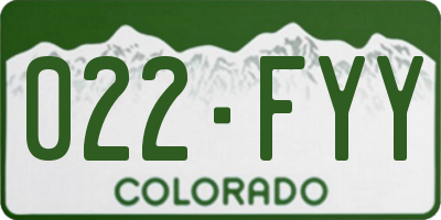 CO license plate 022FYY