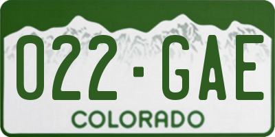 CO license plate 022GAE