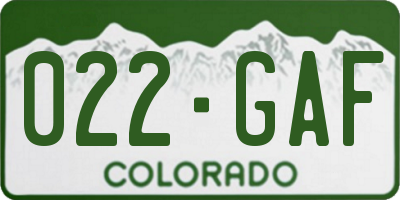 CO license plate 022GAF