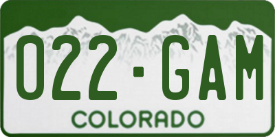 CO license plate 022GAM