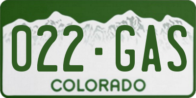 CO license plate 022GAS