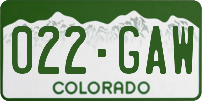 CO license plate 022GAW