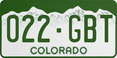 CO license plate 022GBT