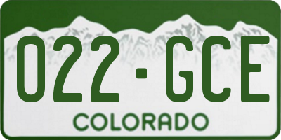 CO license plate 022GCE