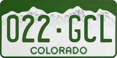 CO license plate 022GCL