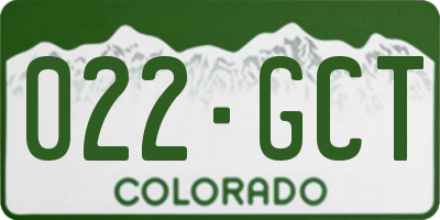 CO license plate 022GCT