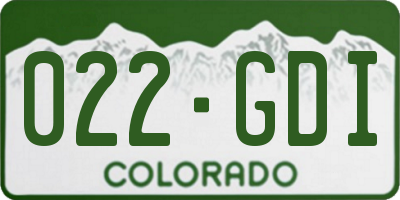 CO license plate 022GDI