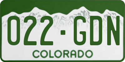CO license plate 022GDN
