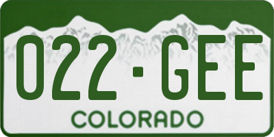 CO license plate 022GEE