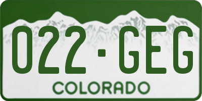CO license plate 022GEG