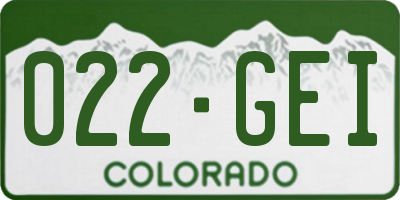 CO license plate 022GEI