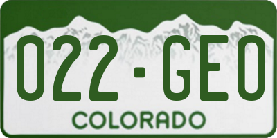 CO license plate 022GEO