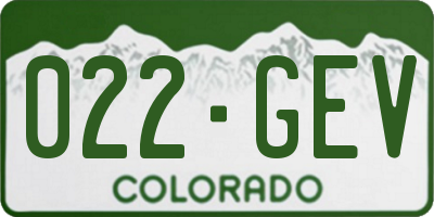 CO license plate 022GEV