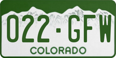 CO license plate 022GFW