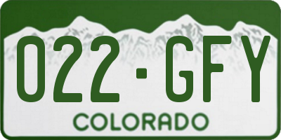 CO license plate 022GFY