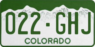 CO license plate 022GHJ