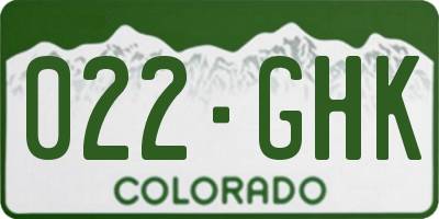 CO license plate 022GHK