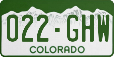 CO license plate 022GHW